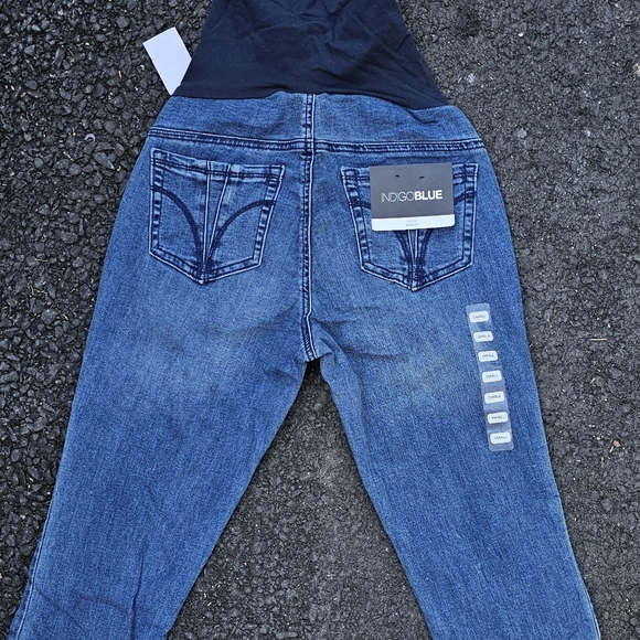 Indigo Blue Denim - Maternity Jeans NEW Pull On